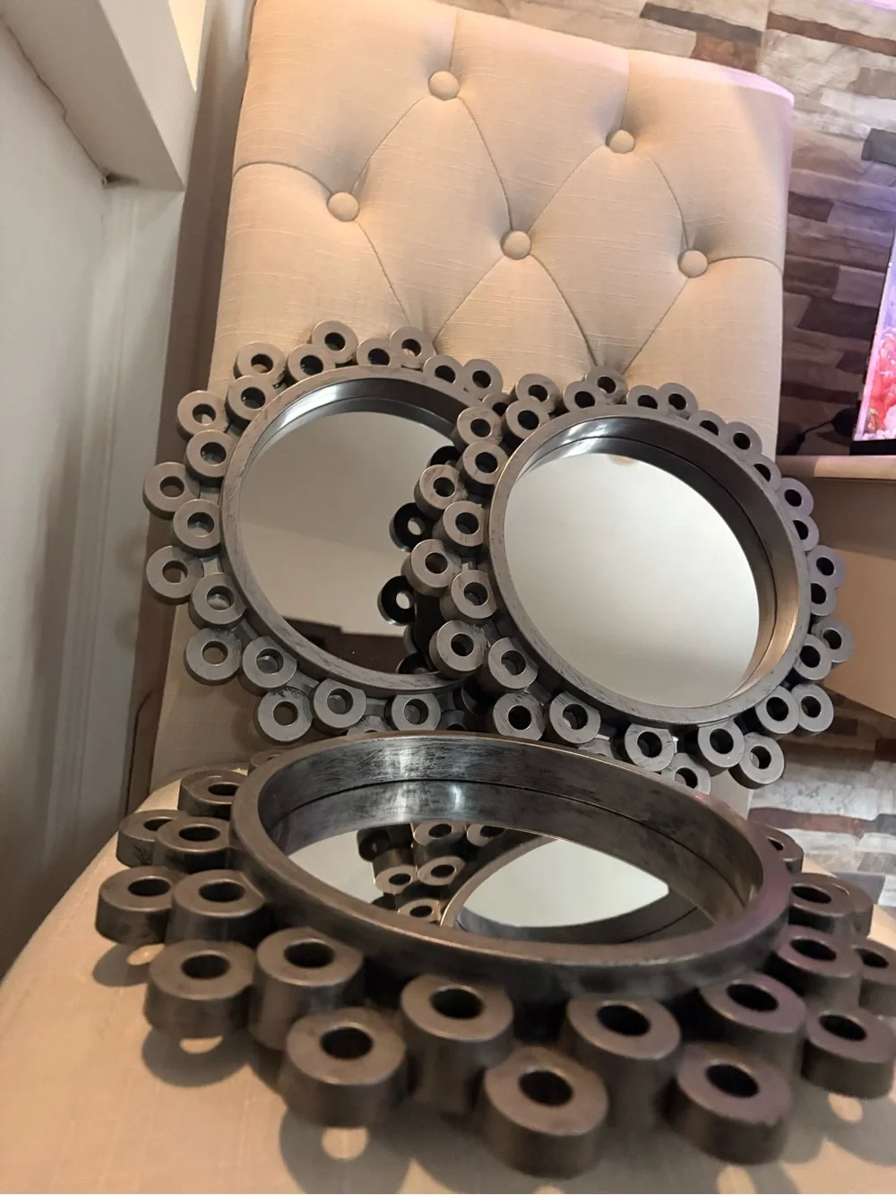 Element Decorative Wall Mirror Set (3) in Dark Gray - Used